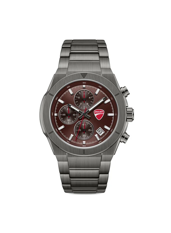Ducati Frontier Brown Dial, Stainless Steel Bracelet, Chronograph Watch for Men, 43mm
