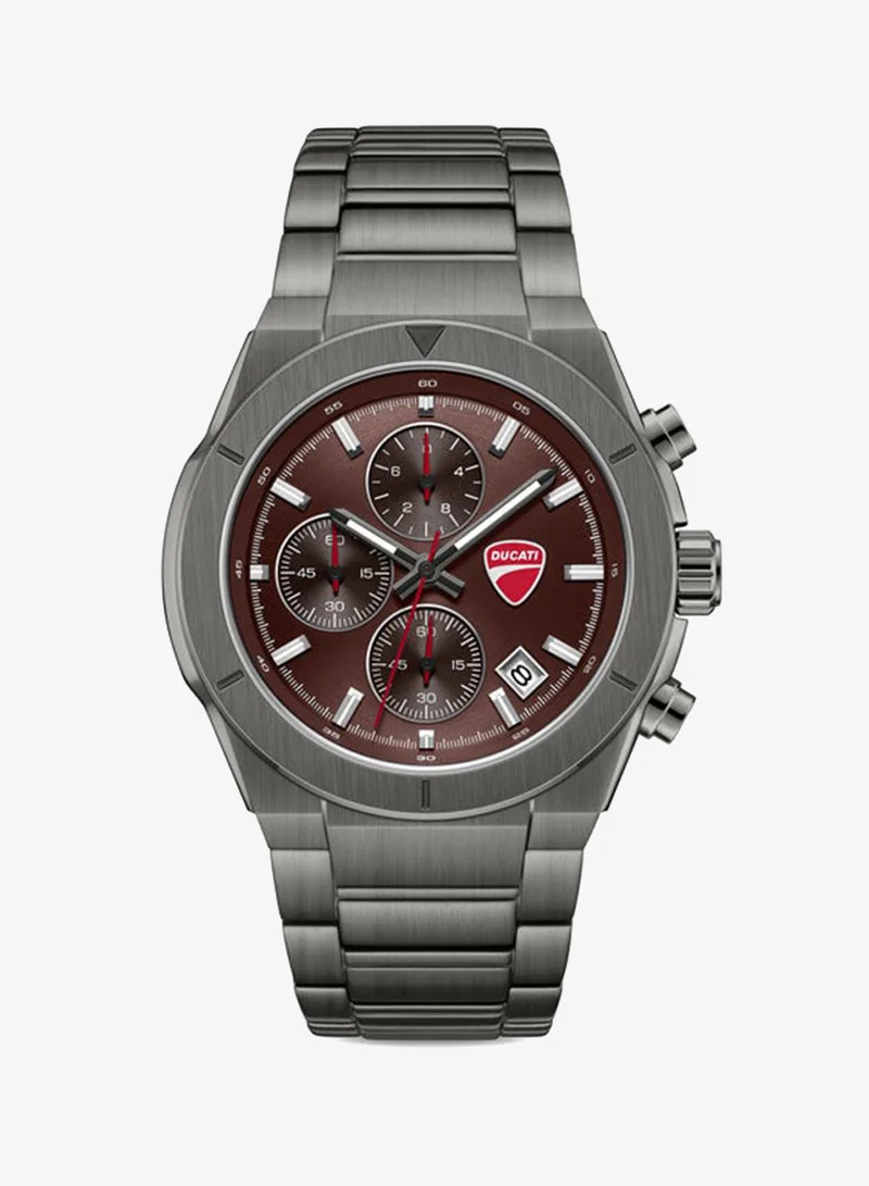 Ducati Frontier Brown Dial, Stainless Steel Bracelet, Chronograph Watch for Men, 43mm