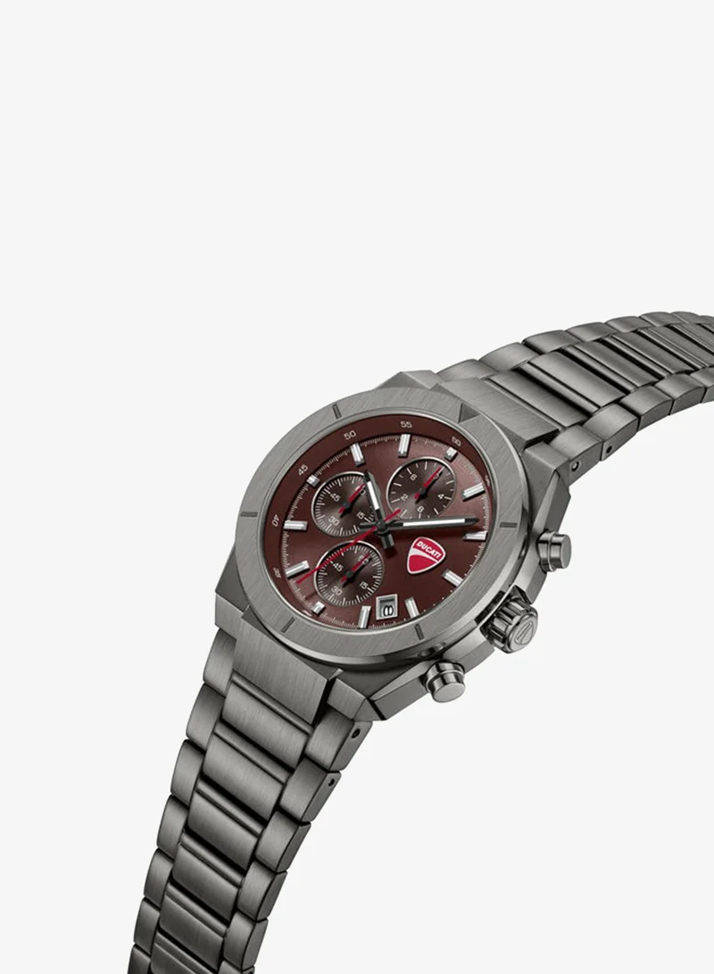 Ducati Frontier Brown Dial, Stainless Steel Bracelet, Chronograph Watch for Men, 43mm