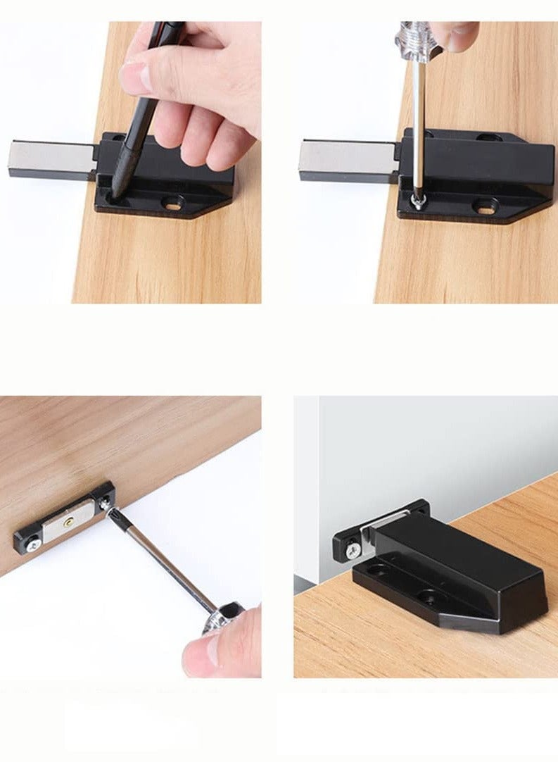 KASTWAVE 2 Pack Black Cabinet Door Bouncer Magnetic Touch Lock Push to Open Cabinet Hardware Latch with 12 Screws - Image 4