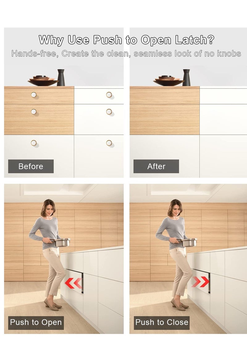 KASTWAVE 2 Pack Black Cabinet Door Bouncer Magnetic Touch Lock Push to Open Cabinet Hardware Latch with 12 Screws - Image 2