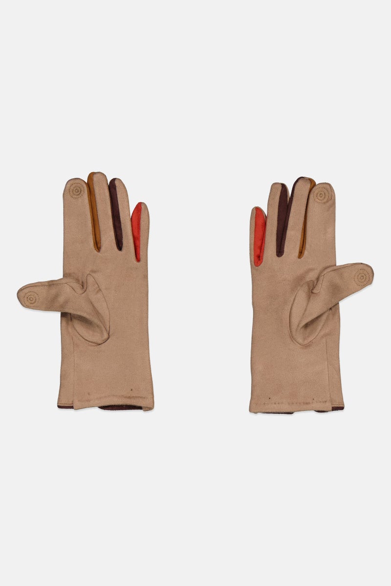 ELLE Women 1 Pair Hardware Logo Suede Gloves, Assorted - Image 2