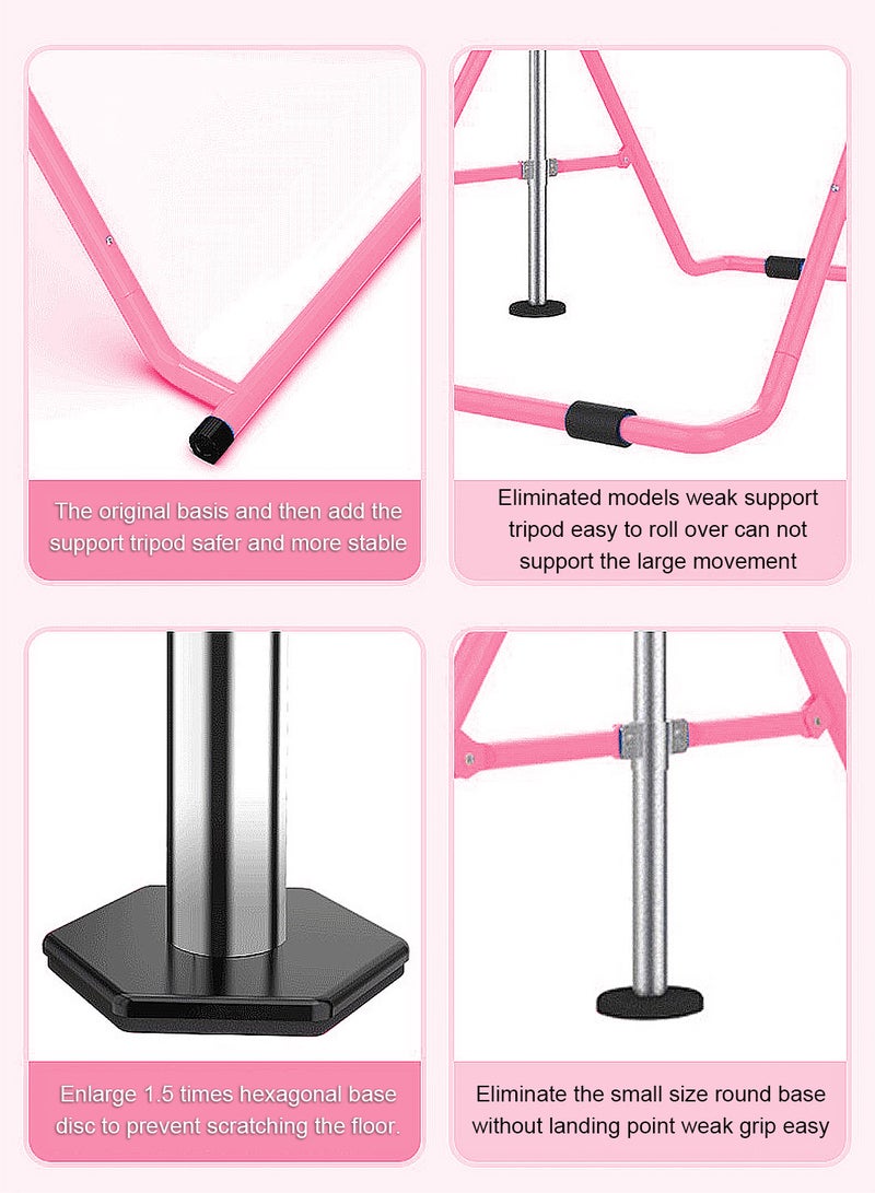 ما بيبي قضيب جمباز قابل للتمدد للأطفال - قضيب تدريب صغير قابل لتعديل الارتفاع للاستخدام المنزلي، معدات قضبان جمباز أفقية قابلة للطي مع حلقات رفع - Image 3