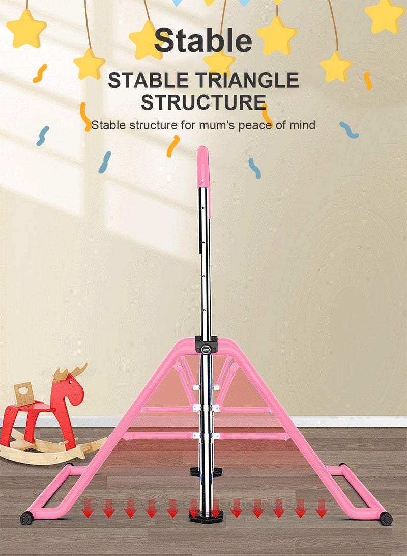 ما بيبي قضيب جمباز قابل للتمدد للأطفال - قضيب تدريب صغير قابل لتعديل الارتفاع للاستخدام المنزلي، معدات قضبان جمباز أفقية قابلة للطي مع حلقات رفع - Image 5