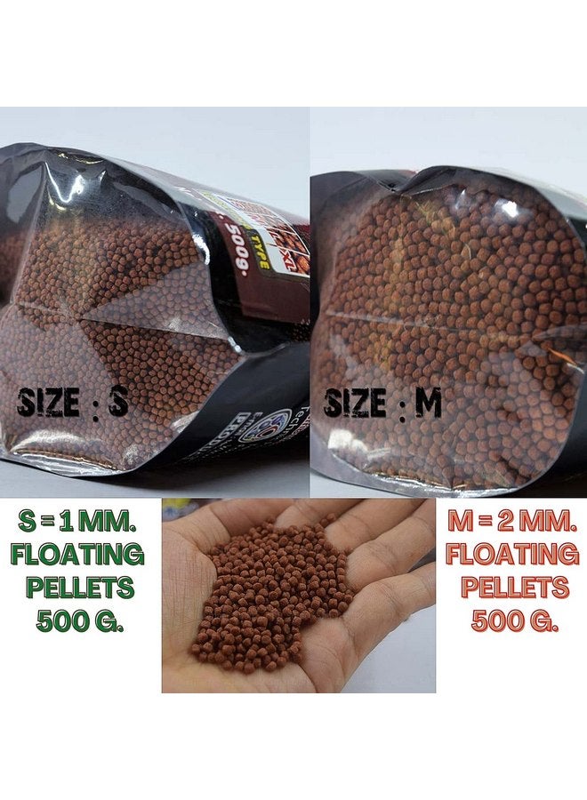 OKIKO Flowerhorn Fish Food Floating Pellets Small 1 MM Head Up Quickly Huncher Formula High Protein Tropical Fish Feed Astaxanthin Plus Color Enhancing Healthy Fast Growth (17.63 oz - Red) - Image 2