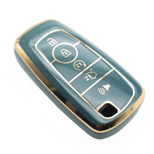 FEYOUN Key Fob Cover Compatible with Ford Escape Expedition Explorer F150 F250 F350 F450 F550 Maverick Mustang Lincoln Aviator TPU Remote Keyless Key Fob Case Shell Accessories Blue Gray - Image 1