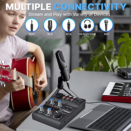 Pyle ميكسر صوتي 5 قنوات من بايل - وحدة تحكم صوت DJ مع بطاقة صوت USB لتسجيل الكمبيوتر - مدخل ميكروفون XLR/3.5 مم - طاقة فانتوم 18 فولت - مدخلات/مخرجات RCA - EQ ثنائي النطاق - تصميم منخفض الضوضاء - PAD20MXU - Image 4