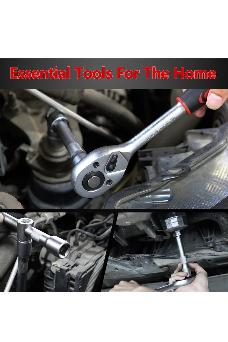 ET-LIFE 94 PCS Car Mechanic Socket Tool Kit Set Car Repair Tool, 1/4" & 1/2" Drive, Versatile and Durable Tool Kit for Auto & Motorcycle Repair, Home, and DIY Projects - Image 4