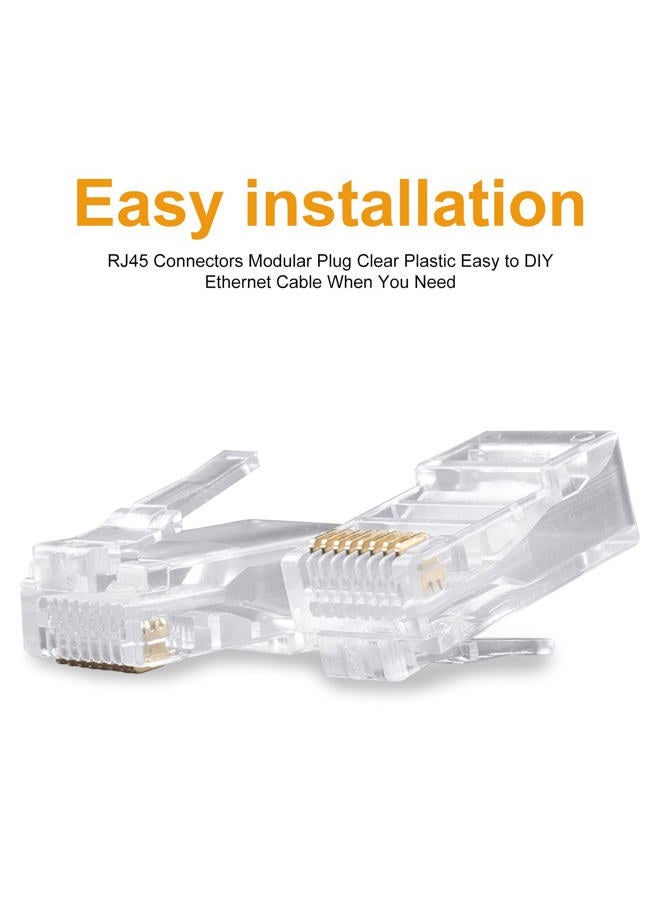 SHD RJ45 Connectors, Cat6 Connector Cat5e Connectors Cat5 Connectors RJ45 Ends Ethernet Cable Crimp Connectors-100Pcs - Image 3