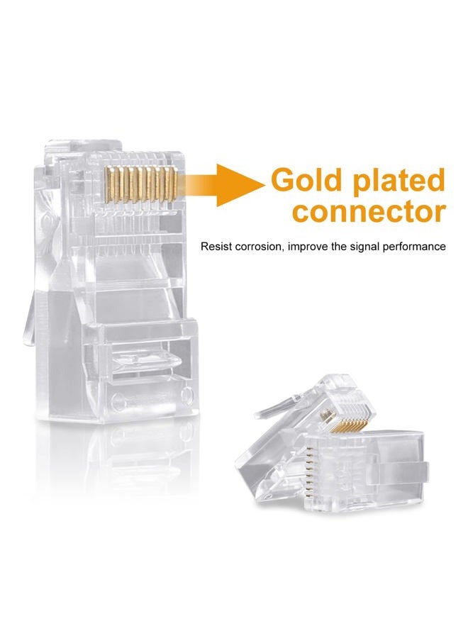 SHD RJ45 Connectors, Cat6 Connector Cat5e Connectors Cat5 Connectors RJ45 Ends Ethernet Cable Crimp Connectors-100Pcs - Image 4