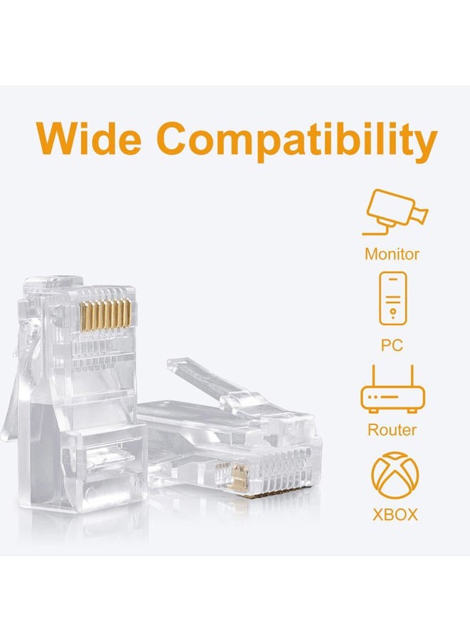 SHD RJ45 Connectors, Cat6 Connector Cat5e Connectors Cat5 Connectors RJ45 Ends Ethernet Cable Crimp Connectors-100Pcs - Image 5