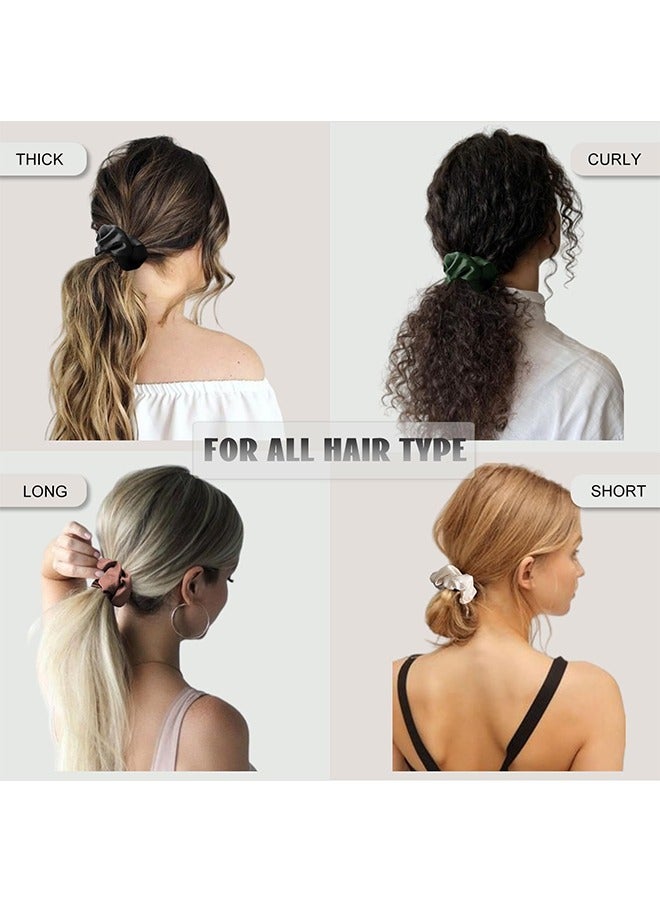 Beyond 12-Piece Silk Hair Ties Band Set, Satin Hair Scrunchies Multicolour for Girls Women  - Image 4