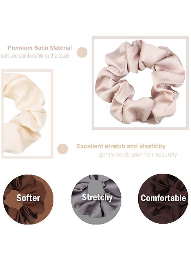 Beyond 12-Piece Silk Hair Ties Band Set, Satin Hair Scrunchies Multicolour for Girls Women  - Image 2