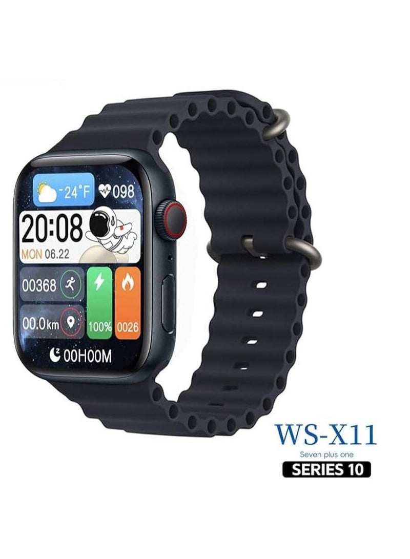 Wisme WS-X11 Series 10 Smart Watch With AI Voice Assistance 7 Pair Straps and Charging Cable Designed For Ladies and Gents (Black) - Image 1