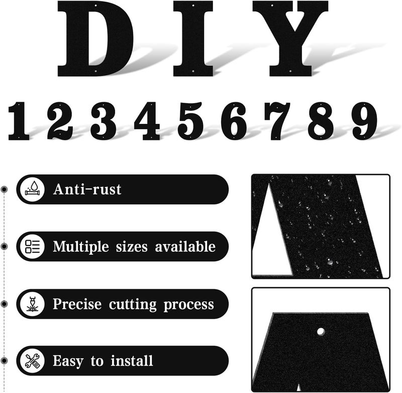 ShowMtheM 7 Inch Matte Black Rustproof House Numbers Letters,Heavy-Duty Metal Address Numbers for House,Weatherproof 0-9 Numbers & A-Z Outdoor Metal Letters for Door,Gate,Mailbox(1) - Image 5