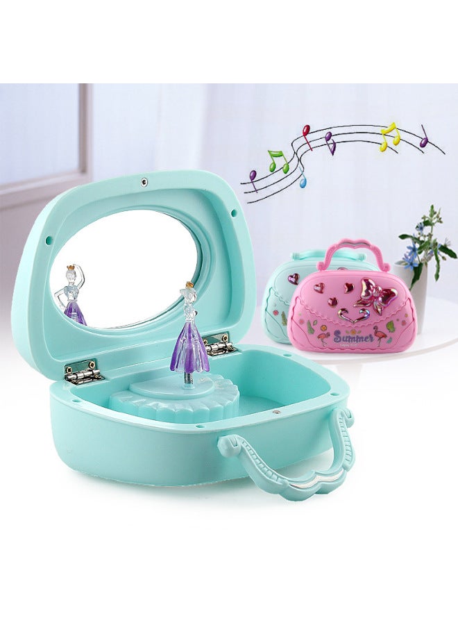 Children Music Jewelry Box Handbag Rotating Ballet Girl Music Box Gift-Color:Blue Weight 0.37kg - Image 2