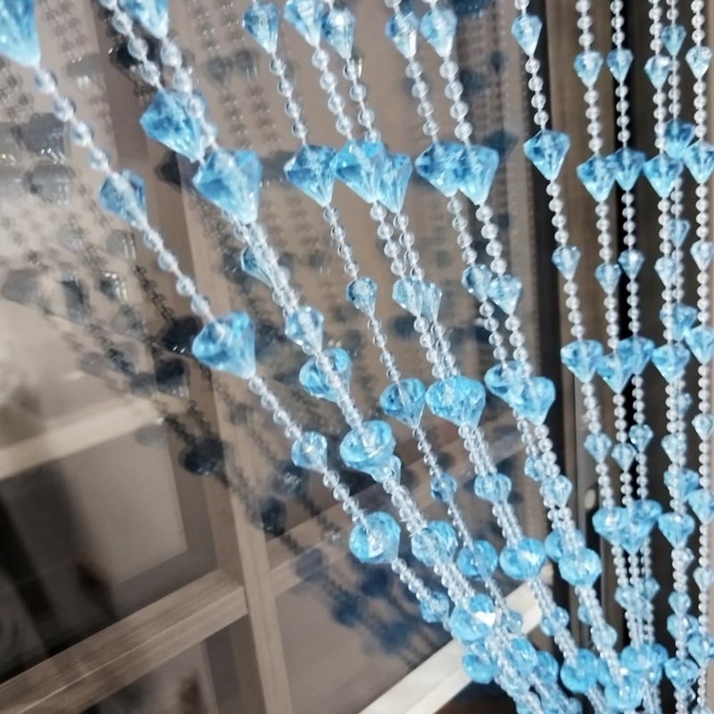 ave split Beaded Curtain Doorways Acrylic Hanging Door Beads String Curtains Tassel Room Divider Screen Decor for Doorway Window Living Room Wedding 053dzs (Dark Blue) - Image 1