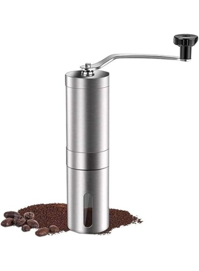 Manual Coffee Grinder Conical Burr Mill Brushed Stainless Steel, Silver - Image 1