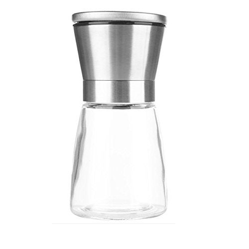 BlueSnail Stainless Steel Manual Grips Glass Salt Pepper Grinder Seasoning Bottle (5.1", Silver) - Image 1