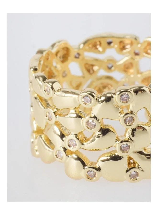 Jimmy Key Gold-Colored Modern Stone Ring.