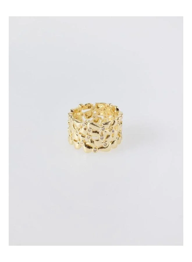 Jimmy Key  Gold-Colored Modern Stone Ring. for Women | Best Price UAE