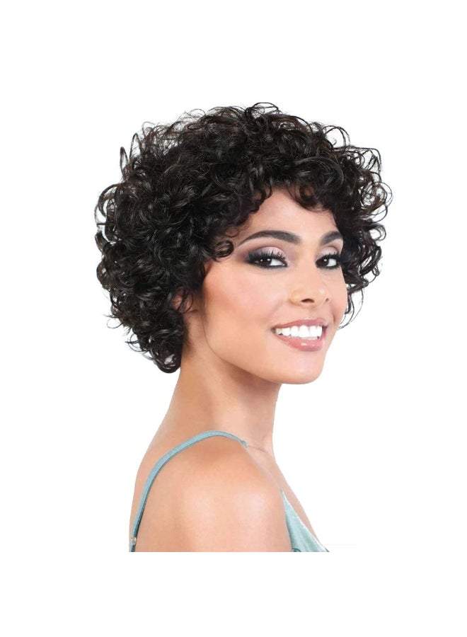 HUA Short Curly Wigs for Black Women Human Hair Pixie Cut Bouncy Curly Human Hair Wigs for Black Women Glueless Natural Black Color Short Curly Wigs - Image 3