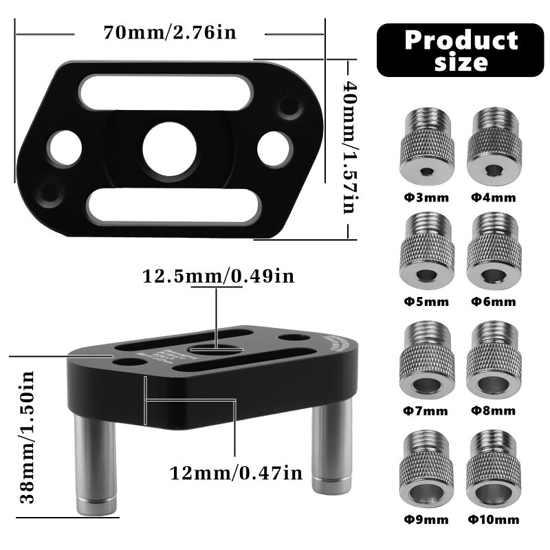 FETESNICE Self Centering Dowel Jig Kit,8 Sizesï¼ˆ3-10mmï¼‰Drill Bushings Compatible with 1/8" to 3/8" Drill Bits,Professional Handheld Drill Guide Block for Straight Holes,Precision Woodworking & DIY Projects - Image 5