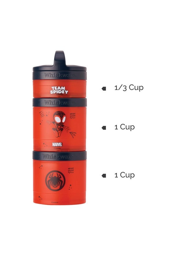 Whiskware Spider-Man Team Spidey Stackable Snack Containers for Babies, Kids, and Toddlers, 3 Stackable Snack Cups for School or Travel, Cupholder Friendly, Miles Morales - Image 2
