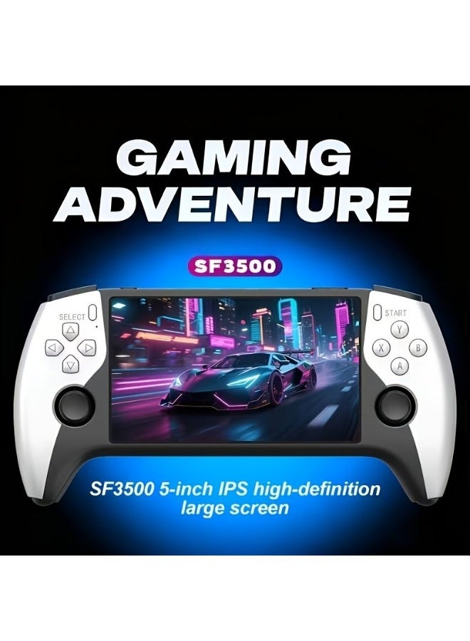 ELTRAZONE SF3500 Handheld Game Console Black & White, 5 Inch IPS Full-Laminated HD Screen, FHD TV Output, Multi-Platform Emulator Support, Wireless Controller Connection, Portable Retro Gaming Console for Games, Music & Videos - Image 1