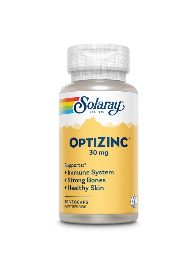Solaray Solaray OptiZinc 30mg Immune Support Supplement, Chelated Zinc Capsules, Endocrine Systems and Cellular Health Support, with Methionine, Vitamin B6 and NO Copper, 60-Day Guarantee, 60 Serv, 60 VegCaps  - Image 1