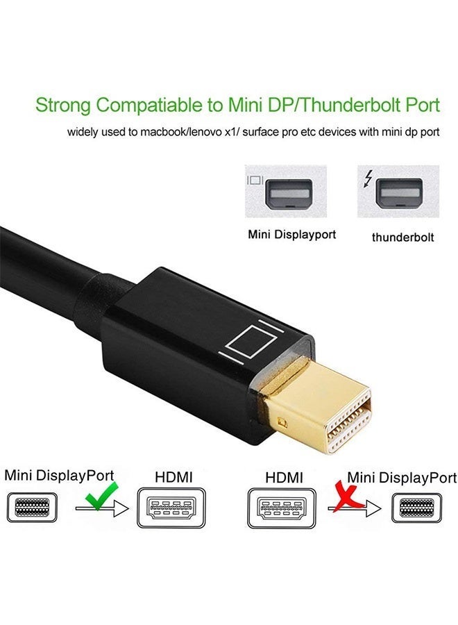 بشكل مختصر كابل 4Kx2K Mini DisplayPort DP إلى HDMI، محول Mini DisplayPort إلى HDMI AV HDTV بطول 1.8 متر/6 أقدام لأجهزة Apple iMac Mac Pro MacBook Air - أسود - Image 4