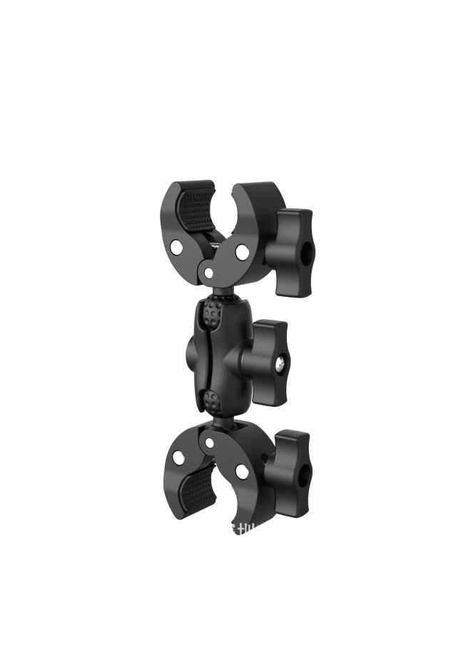 Generic Staring Bracket 25mm Ball Head Motorcycle Outdoor Riding Car Suction Cup Fixed Bracket Shooting Mobile Phone Bracket-Color:Upgraded Double-headed Clip Short - Image 1