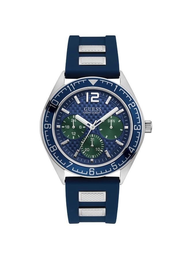 GUESS ساعة يد للرجال من غس و1167G1 بقرص أزرق، مقاومة للماء، حركة كوارتز - Image 1