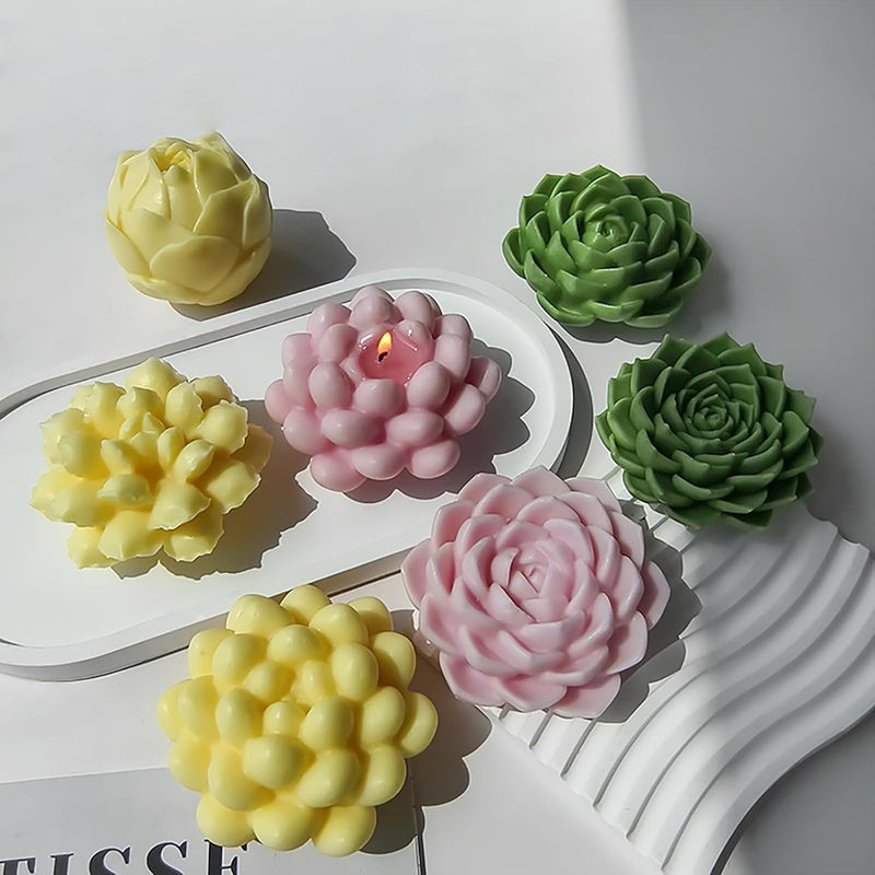Skytail 2pc Succulent Flower Silicone Candle Moulds for Making Scented Candle Wax Waxmelts Aromatherapy Chocolate Candy Cake Decoration Cupcake Resin Crafts Home Decor Party Gifts Molds Soap Making - Image 3