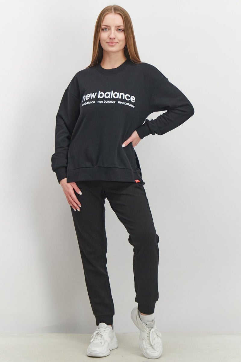 New Balance Women Sport Fit Long Sleeve Brand Logo Sweatshirt, Black - Image 3