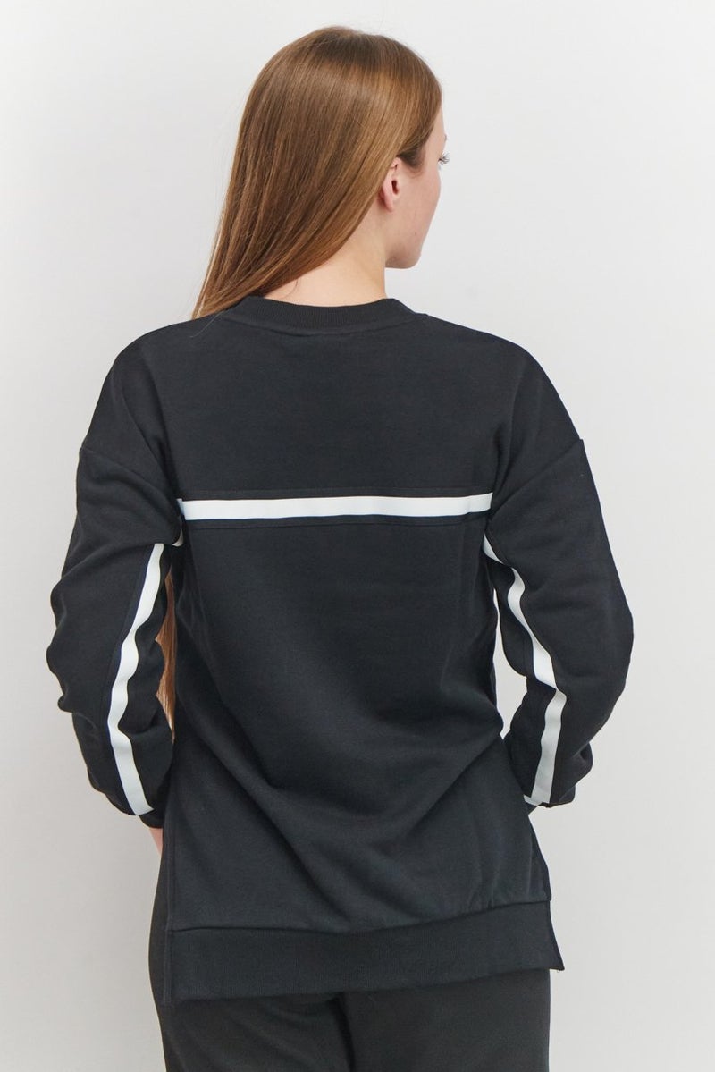 New Balance Women Sport Fit Long Sleeve Brand Logo Sweatshirt, Black - Image 2