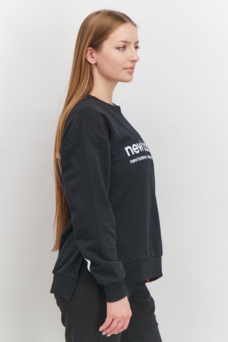 New Balance Women Sport Fit Long Sleeve Brand Logo Sweatshirt, Black - Image 4