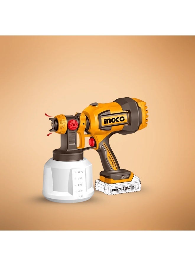 INGCO CSGLI20042 20V Cordless Spray Gun – Portable Paint Sprayer for Home and Professional Use - Image 3