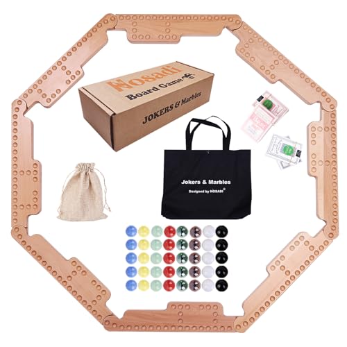 Nosadi Jokers and Marbles Board GameReal Beech Wooden Marble Game for 28 PlayerBest Family Board Game for Game NightsHolidays and Casual Social Gatherings - Image 1