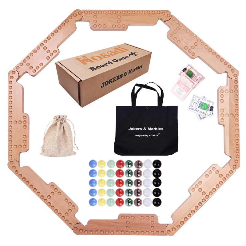 Nosadi Jokers and Marbles Board GameReal Beech Wooden Marble Game for 28 PlayerBest Family Board Game for Game NightsHolidays and Casual Social Gatherings - Image 3