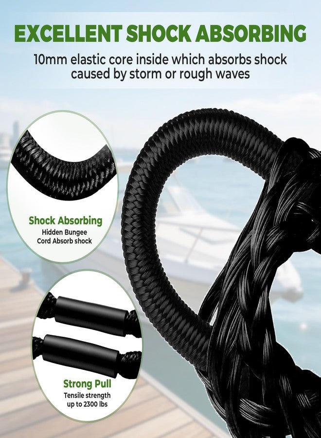 DockMoor Bungee Dock Line for Boats 4FT Stretchable Boat Dock Lines with Built-in Bungee Cord Foam Floats Quick Dock Rope for Jet Ski Pontoon Kayak Elastic Boat Docking Line Boating Gifts for Men 4P Black - Image 2