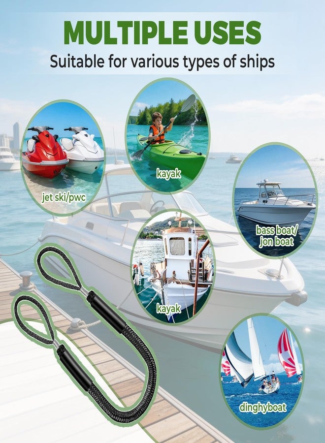 DockMoor Bungee Dock Line for Boats 4FT Stretchable Boat Dock Lines with Built-in Bungee Cord Foam Floats Quick Dock Rope for Jet Ski Pontoon Kayak Elastic Boat Docking Line Boating Gifts for Men 4P Black - Image 5