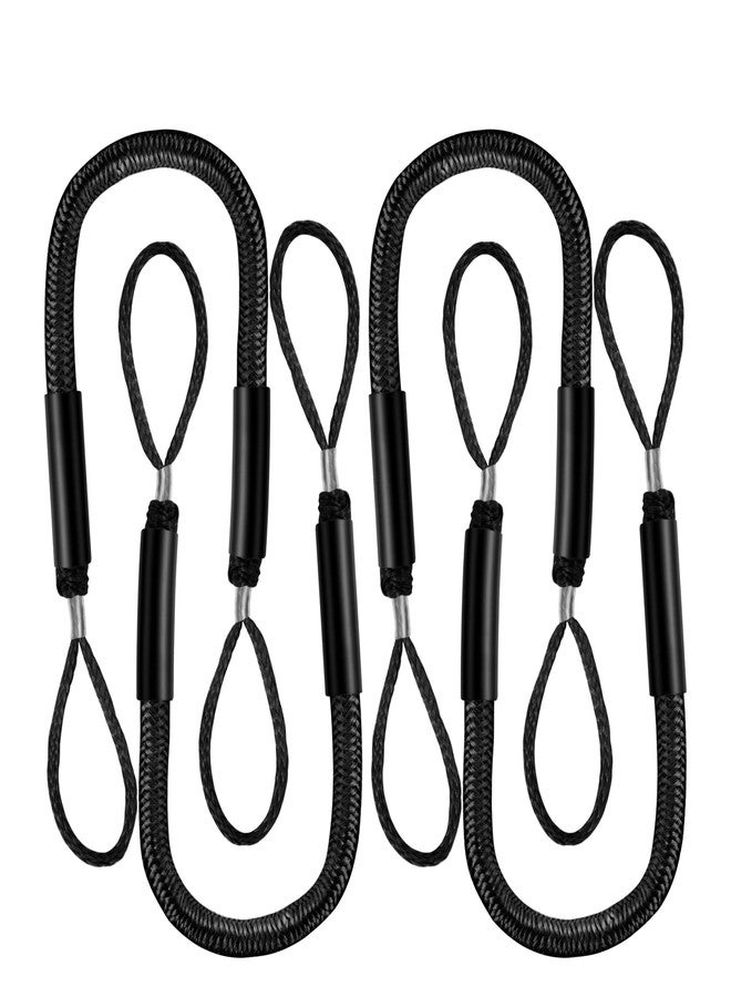 DockMoor Bungee Dock Line for Boats 4FT Stretchable Boat Dock Lines with Built-in Bungee Cord Foam Floats Quick Dock Rope for Jet Ski Pontoon Kayak Elastic Boat Docking Line Boating Gifts for Men 4P Black - Image 1