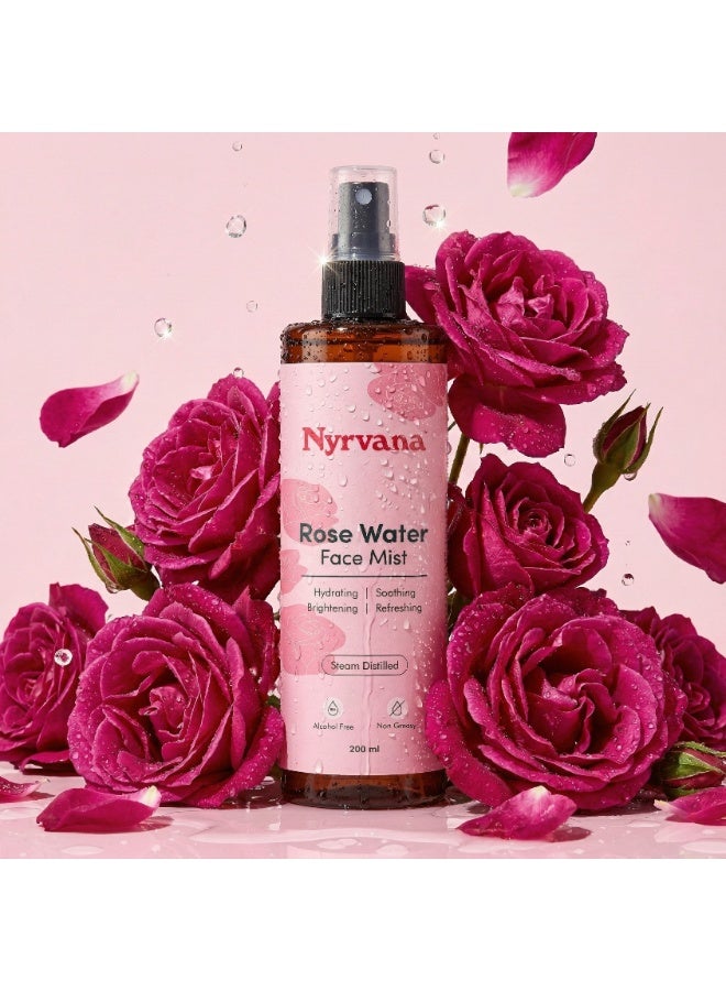 Nyrvana Rose Water Face Mist 200ml (6.8 fl oz) | Pure Steam-Distilled | Tones Hydrates & Brightens | Natural Facial Spray Toner for All Skin Types - Image 2