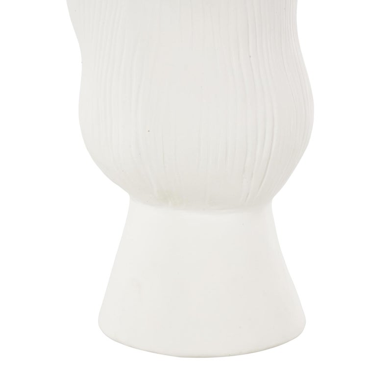 ديكو 79 Deco 79 Ceramic Abstract Devinative Vase Floral Inspistedpiece Prout With Grooves Linear Flower Vase for Home Decoration 8 "X 7" "X 11" "White - Image 5
