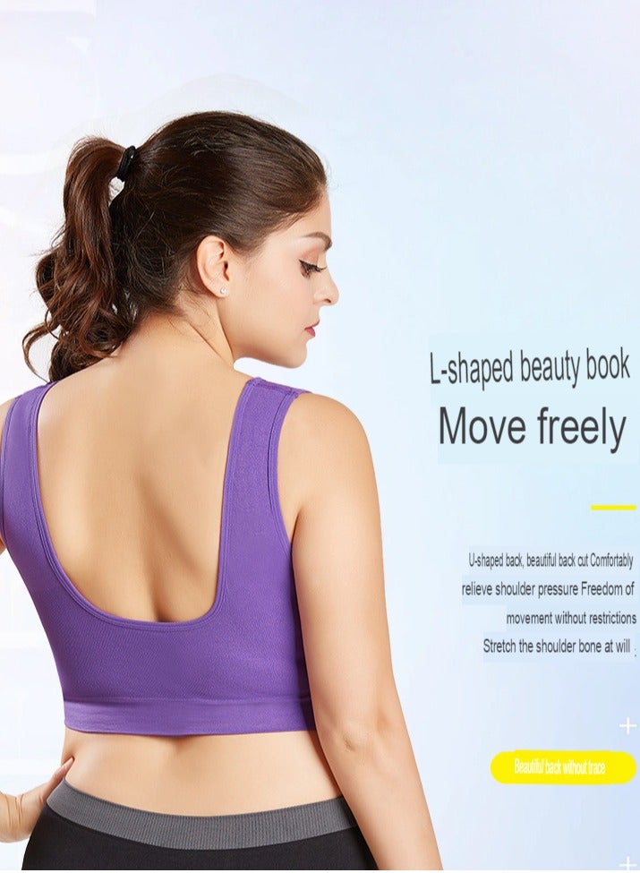 AROAQ Women Sports Bra, Fitness Sports Yoga Bra with Removable Padding,  Double-layer Seamless  Sports Bra without Rims, Comfortable Soft Bra for Workouts Running Yoga Trainings, (Size M, Blue)  - Image 3
