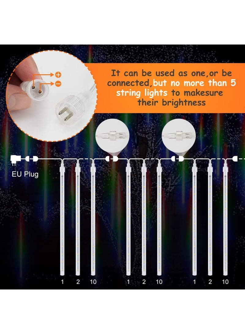 Luckam Meteor Shower Lights - 11.8in LED Falling Rain Lights with 8 Tube 240 LEDs - Waterproof Outdoor MeteorFalling Rain Drop Lights for Xmas Tree Wedding Holiday Party Patio Decoration (Multi-colour) - Image 2