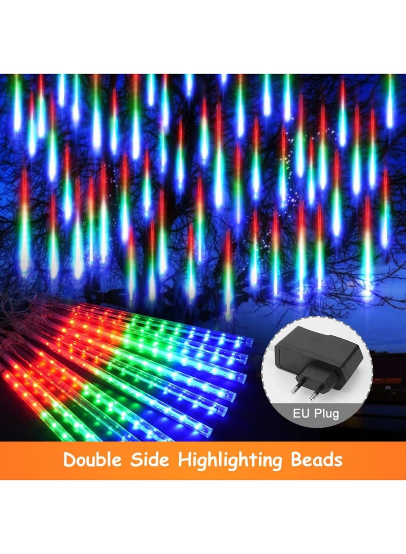 Luckam Meteor Shower Lights - 11.8in LED Falling Rain Lights with 8 Tube 240 LEDs - Waterproof Outdoor MeteorFalling Rain Drop Lights for Xmas Tree Wedding Holiday Party Patio Decoration (Multi-colour) - Image 5