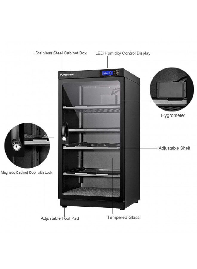FORSPARK FORSPARK Camera Dehumidifying Dry Cabinet 8W 100L - Noiseless and Energy Saving - for Camera Lens and Electronic Equipment Storage Black  - Image 1