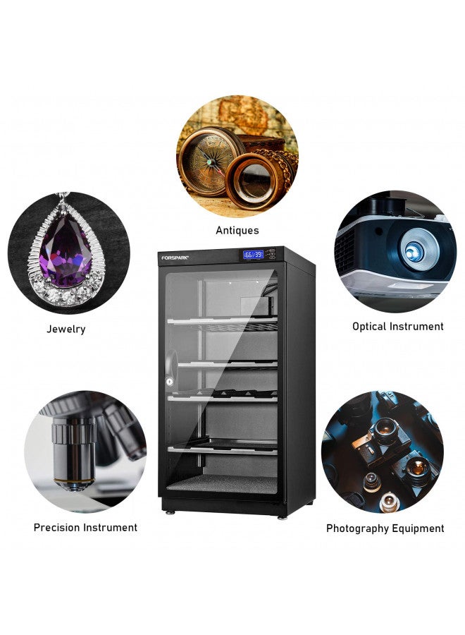 FORSPARK FORSPARK Camera Dehumidifying Dry Cabinet 8W 100L - Noiseless and Energy Saving - for Camera Lens and Electronic Equipment Storage Black  - Image 4